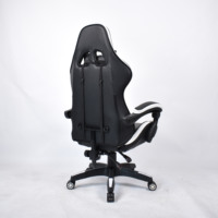 Chaise de gaming ergonomique en cuir noir et blanc pour e-sport, dossier haut inclinable, style course, vente en gros