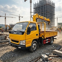 Grue montée sur camionnette double cabine JMC, grue à flèche droite hydraulique, camion de levage de marchandises pour matériaux de construction