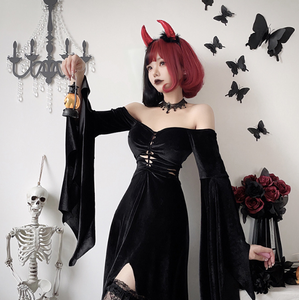 Disfraces de Halloween de estilo moderno europeo-americano: Vestido largo de bruja, Vestidos negros de vampiro y Dios de la Muerte - Product Image 6