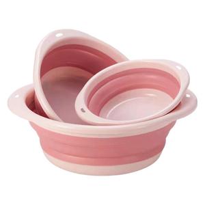 Lavabo Plegable Ovalado de Plástico Rosa para Dormitorio, Viajes al Aire Libre, Lavado de Cara, Baño de Pies - Product Image 5
