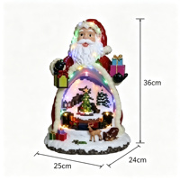 Maison de Noël lumineuse à LED avec figurines de Père Noël en résine, décoration de table pour la maison et le salon