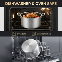 Ensemble de casseroles en acier inoxydable, batterie de cuisine antiadhésive, casseroles robustes en acier inoxydable 304 pour la cuisson et les soupes