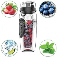 Bouteille d'eau en plastique Tritan avec infuseur à fruits, sans BPA, infuseur à citron, bouteille d'eau avec filtre