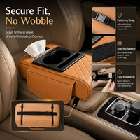 Organisateur de console centrale de voiture Luxfit en cuir Nappa de luxe, boîte de rangement, porte-gobelet, boîte à mouchoirs, emplacement pour téléphone, universel
