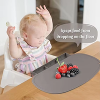 Set de table rond en silicone avec pochette anti-dérapante pour attraper les restes, idéal pour les restaurants, la maison et les voyages (Sauge)
