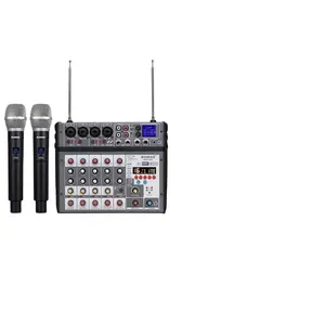 BMG-mezclador de Audio de 6 canales, consola mezcladora con micrófono incorporado, UHF, inalámbrico, B T, USB 16, DSP, efecto para DJ, Karaoke, grabación de PC