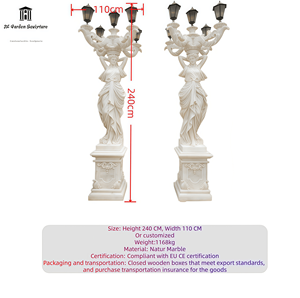Lampe Sculpture de Statue de Femme en Marbre Blanc Solide Sculptée à <span class=keywords><strong>la</strong></span> Main sur Mesure Design Européen pour <span class=keywords><strong>la</strong></span> Décoration de <span class=keywords><strong>la</strong></span> Cour du Manoir - Product Image 2