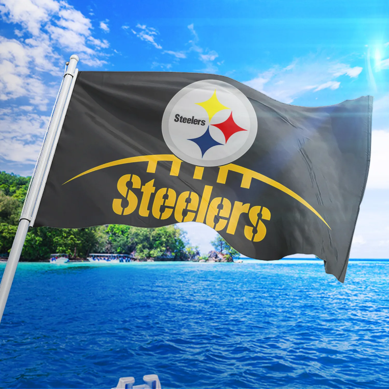 NFL promosyon ürün Pittsburgh Steelers bayrakları 3x5 ft 100% Polyester süper kase özel Pittsburgh Steelers bayrakları
