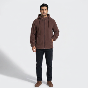 Sudadera con capucha y cremallera de doble cara 100% algodón, estilo vintage, corte regular, para hombre, talla grande, informal, para invierno, moda urbana, para exteriores - Product Image 1