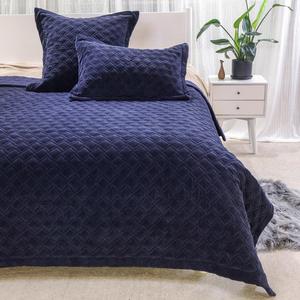 Juego de edredón de terciopelo suave con 2 fundas de almohada, diseño de costura con patrón geométrico único <span class=keywords><strong>para</strong></span> todas las estaciones - Product Image 5
