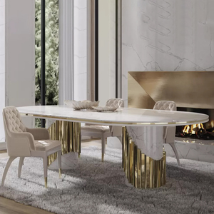 Bộ bàn ăn sang trọng hiện đại 6 8 12 chỗ ngồi làm từ đá cẩm thạch tự nhiên, sản xuất tại Ý - Product Image 2