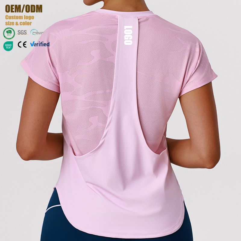 New Women's Yoga Wear Quick-Dry T-Shirt Loose Fit Patchwork Short Sleeves for Sports Fitness Outdoor t Shirts