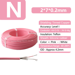 Câble de compensation de type N, thermocouple haute température, fil torsadé 2 conducteurs, gaine en silicone, isolant FEP, ligne blindée IP65 - Product Image 2