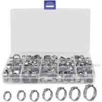 304 Stainless Steel Single Ear Hose Clamp Stepless Crimp Clamp for PEX Pipe Automotive Water Hose Fastening