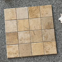 Ubin Dinding Kecil Berpenampilan Batu 98.5x98.5mm, Ubin Porselen Matte Beige Hitam untuk Dekorasi Toko