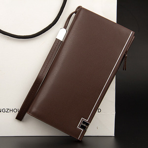 Baellerry Men's Long Wallet <b>Brown</b> Leather Multifunctional Clutch Bag Anti Theft Everyday Use - Product Image 1