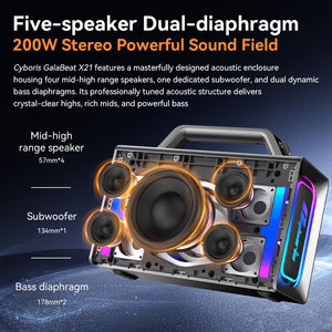 200W 便携式无线音箱卡拉 OK 机，带混音器、混音板、PA 系统、2 个 UHF 麦克风、RGB 灯 - Product Image 4