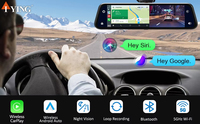 9.66 pouces double objectif IPS écran tableau de bord Dash Cam commande en gros Android Auto avec miroir lien commande interactive vocale pour Carplay