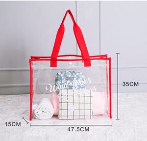 กระเป๋าโท้ทฤดูร้อน PVC ใส ดีไซน์โปร่งใส จุของได้เยอะ พร้อมหูหิ้วริบบิ้นและตัวล็อคแบบสแนป สำหรับไปเที่ยวทะเล ออกกำลังกาย - Product Image 4