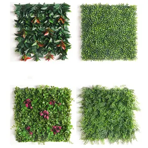 V161卸売屋外装飾緑の背景人工緑植物偽物草壁パネル