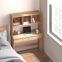 Bureau d'ordinateur moderne avec étagère et rangement, table d'étude ergonomique en bois blanc pour l'école et la maison