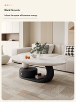 Table basse de salon moderne et minimaliste en ardoise et bois massif, style luxe léger, pour petit appartement, usage domestique, forme ovale