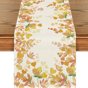 Pumpkin Bow Floral Printed Linen Nonwoven Autumn Thanksgiving <b>Tablecloth</b> Kitchen Table Decoration Waterproof Oilproof - Product Image 3