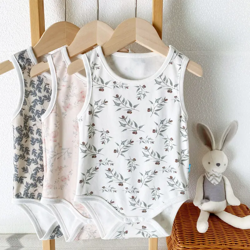 High quality Organic Cotton Baby Ins Wind Bodysuit Infant newborn baby clothes baby girls' sleeveless rompers