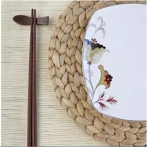 Customized Factory Supply weave Natural Water Hyacinth Placemat Round Tablemat