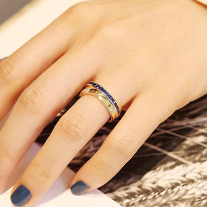 Double Layer Blue Color <b>Ring</b> Unisex Design Finger <b>Ring</b> <b>for</b> <b>Men</b> and Women - Product Image 2
