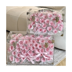 AM-PFE108 Ammy 33 Rosa Grande Preservata in Scatola Acrilica Design Elegante da Giardino per Romantica Festa della Mamma San Valentino Quadrata - Product Image 2