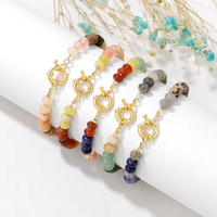 Gelang Batu Pelangi Bohemian Trendi Grosir 2026, Manik-manik Resin Akrilik Lucite, Lapisan Emas Antik, Dapat Disesuaikan, untuk Pernikahan Wanita