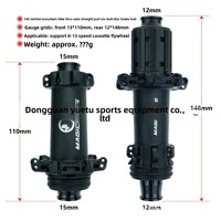 MAGICBROS Moyeu de vélo de montagne en alliage d'aluminium avant/arrière, roue libre à cliquet 15x110 / 12x148mm 54T, type à pattes, 28 trous, Freehub HG/MS/XD