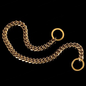 Cadenas de Acero Inoxidable con Diseño Cubano, Cadenas para Perros, Collar de Perro de Lujo, Oro de 18K, Eslabones Cubanos con Recubrimiento PVD - Product Image 5