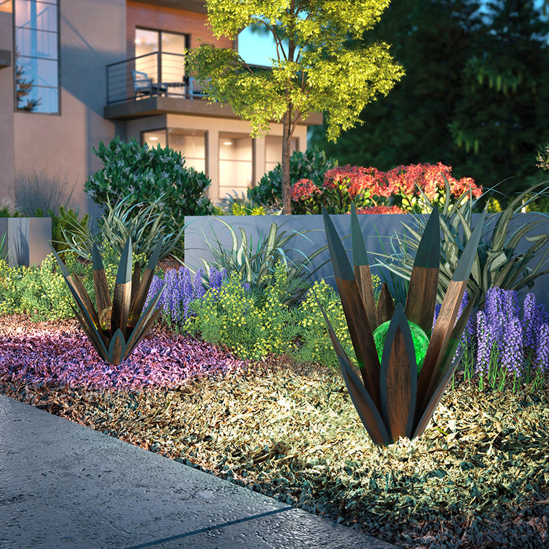 Agave Plant Light - Hand Painted Figurines with LED Solar