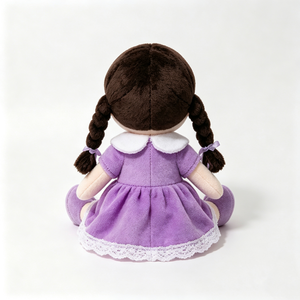 Muñeca de peluche personalizada, juguete de peluche para niña, linda muñeca de peluche, muñeca de trapo suave, muñeca de peluche con vestido morado - Product Image 3