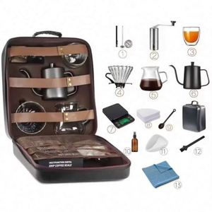ชุดกาแฟแบบพกพา 600 มล. OEM 11-13 ชิ้น ชุดกรองกาแฟแบบ Pour Over พร้อมกาต้มน้ำ เครื่องชั่งดิจิตอล แก้วเซิร์ฟเวอร์ เครื่องบดกาแฟแบบมือหมุน เหมาะสำหรับเป็นของขวัญ - Product Image 1