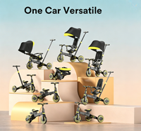 Tricycle à pédales multifonctionnel avec pare-soleil pour enfants de 1 à 3 ans. Poussette légère et pliable, adaptée aux bébés