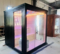 Salle de sauna infrarouge extérieure moderne Chauffage électrique en bois massif Panneau de commande par ordinateur Fonction vapeur sèche