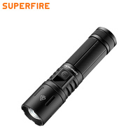 Lampe torche LED SUPERFIRE F1-R 1050LM EDC étanche, zoomable, portée 290M, 15W, 26650, aluminium, rechargeable par USB, mise au point réglable pour l'extérieur