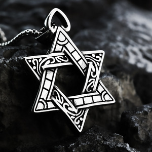 Men's Stainless Steel Double-Sided <b>Star</b> Pendant Necklace Geometric Punk <b>Design</b> Fashion Jewelry - Product Image 1