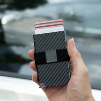 2023 plus récent cuir véritable Fiber de carbone automatique Pop Up portefeuille Porta Cartoes Carteira RFID sûr entreprise banque porte-carte de crédit