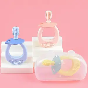 Mordedor de cepillo de dientes 2 en 1 para bebé, juguete suave para la boca y la limpieza de los dientes