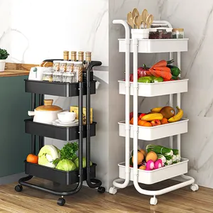 Multi-layer Multi-functional Household Movable Trolley Type Storage Rack Snack Storage Shelf