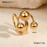 Nouvelle Arrivée Gaovo : Bagues Ouvertes Irrégulières Tendance à Trois Boules, Bicolores, Ajustables en Acier Titane – Bijoux de Mode