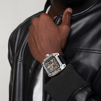 NORTH EDGE Space X Steel Shell Tourbillon Montres mécaniques automatiques Cadran creux de luxe 100M Montre squelette étanche pour hommes