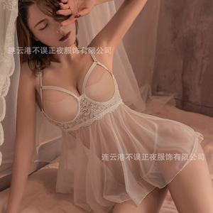 Robe nuisette transparente sexy avec soutien-gorge intégré, ensemble séduisant QQNY, uniforme coquin. - Product Image 3