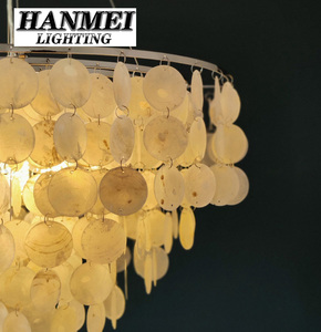 American Modern Design White Lighting Fixture Adjustable Height Suspended Chandelier or Pendant Light HM-Shell <b>Lamp</b>-YW21188 Mode - Product Image 2