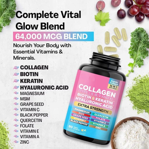 Colágeno antienvejecimiento 64000mcg Multi Colágeno Biotina Queratina 14 en 1 Cápsulas de Colágeno Vitaminas para Cabello, Piel y Uñas Suplemento de Colágeno - Product Image 3