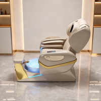 Fauteuil de pédicure électrique de luxe avec bassin à pieds en cristal, lumière ambiante LED, massage complet du corps, fauteuil inclinable pour soins des pieds en salon